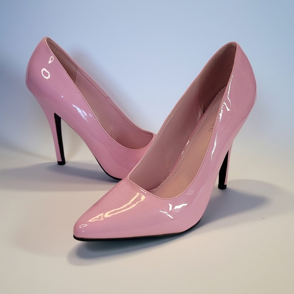 Pink Patent Leather Sexy Heels Buckle Brand Sz 12/46 Barbie Diva Shoes